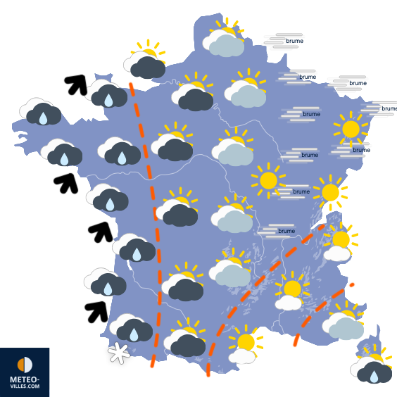 Carte de prévisions du temps du Samedi 29 novembre 2025