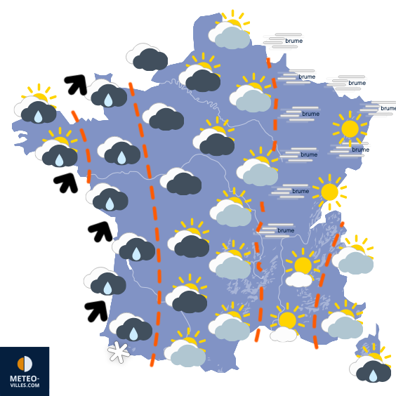 Carte de prévisions du temps du Dimanche 30 novembre 2025