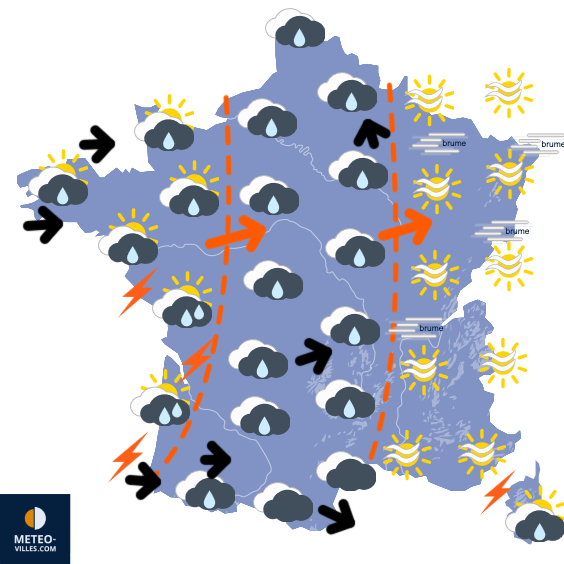 Carte de prévisions du temps du Mercredi 3 décembre 2025