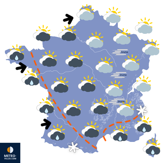Carte de prévisions du temps du Samedi 29 novembre 2025