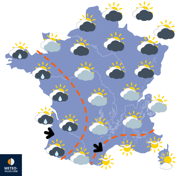 Carte de prévisions du temps du Dimanche 30 novembre 2025