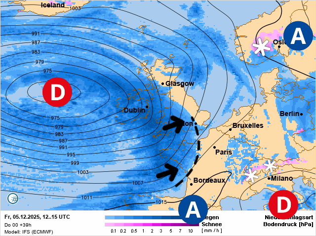 Carte de prévisions d'europe du Vendredi 5 décembre 2025