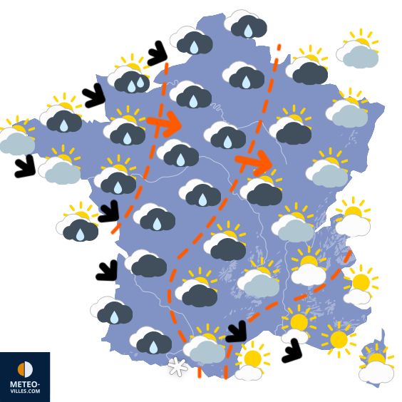 Carte de prévisions du temps du Dimanche 30 novembre 2025