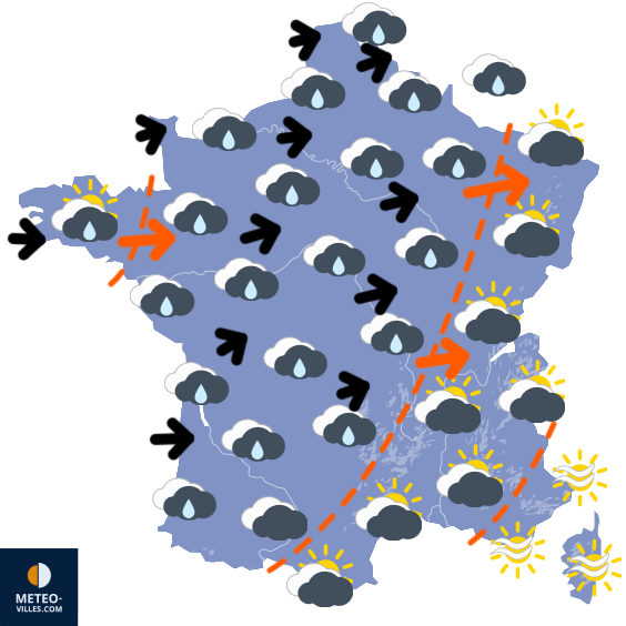 Carte de prévisions du temps du Dimanche 30 novembre 2025