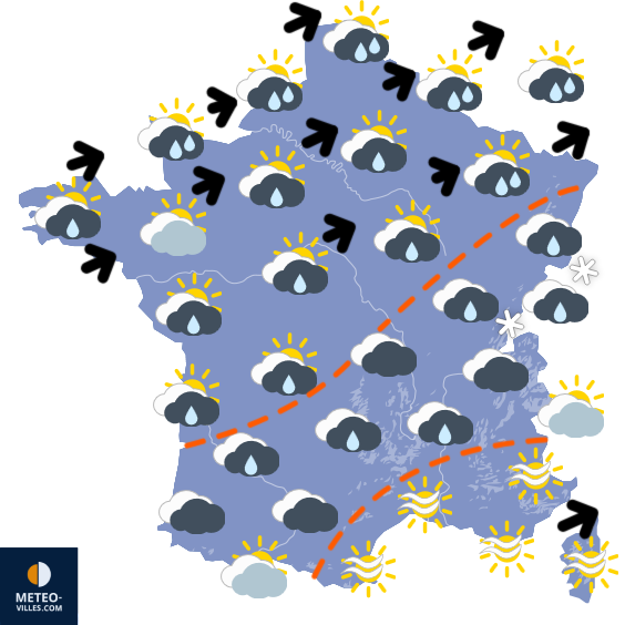 Carte de prévisions du temps du Mercredi 3 décembre 2025