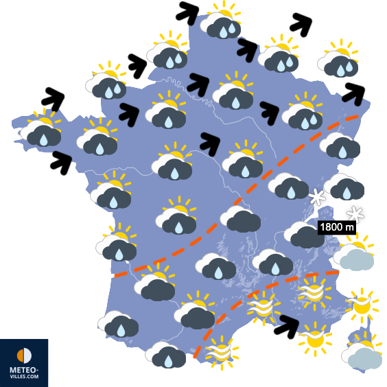 Carte de prévisions du temps du Jeudi 4 décembre 2025