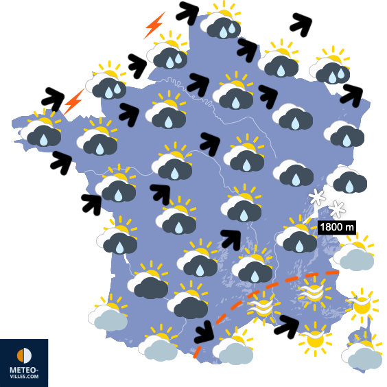 Carte de prévisions du temps du Samedi 6 décembre 2025