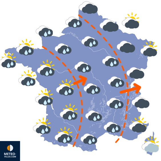 Carte de prévisions du temps du Dimanche 30 novembre 2025