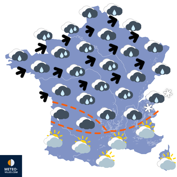 Carte de prévisions du temps du Mercredi 3 décembre 2025