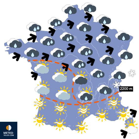 Carte de prévisions du temps du Dimanche 7 décembre 2025