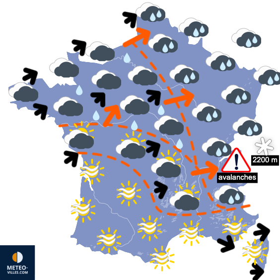 Carte de prévisions du temps du Dimanche 7 décembre 2025