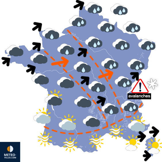Carte de prévisions du temps du Dimanche 7 décembre 2025