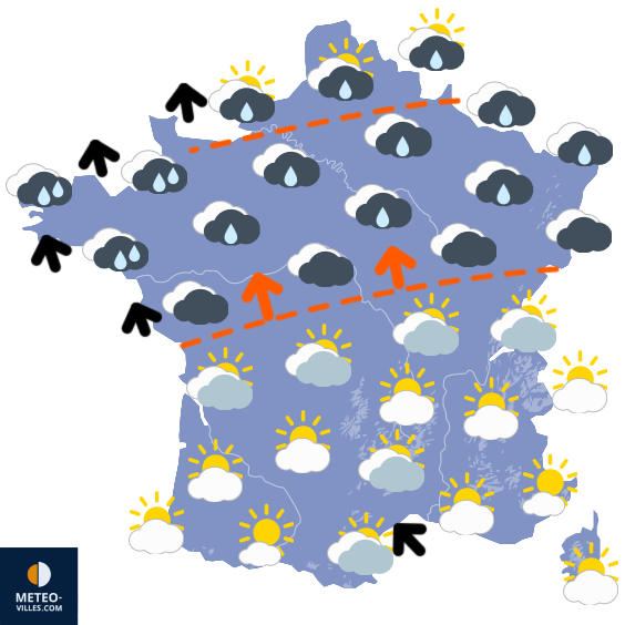 Carte de prévisions du temps du Mardi 2 décembre 2025