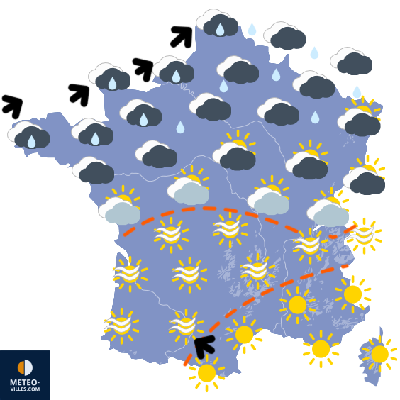 Carte de prévisions du temps du Dimanche 7 décembre 2025