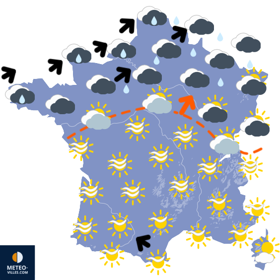 Carte de prévisions du temps du Lundi 8 décembre 2025