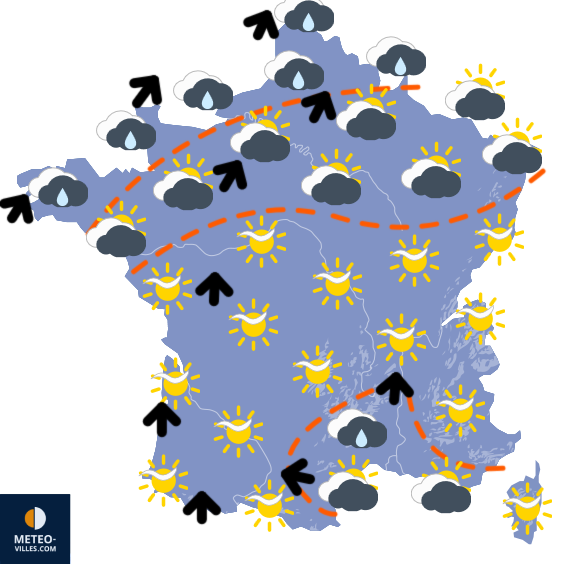 Carte de prévisions du temps du Dimanche 7 décembre 2025