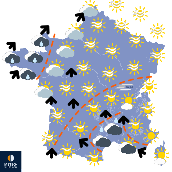 Carte de prévisions du temps du Lundi 8 décembre 2025