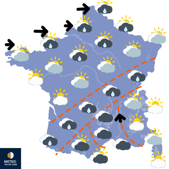 Carte de prévisions du temps du Samedi 6 décembre 2025
