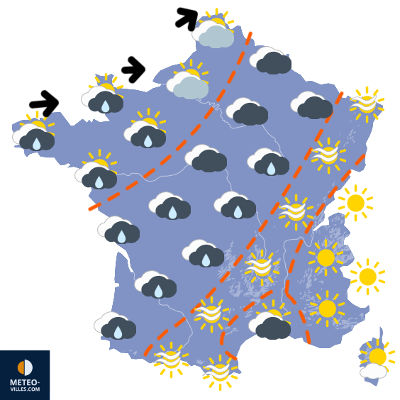 Carte de prévisions du temps du Dimanche 7 décembre 2025