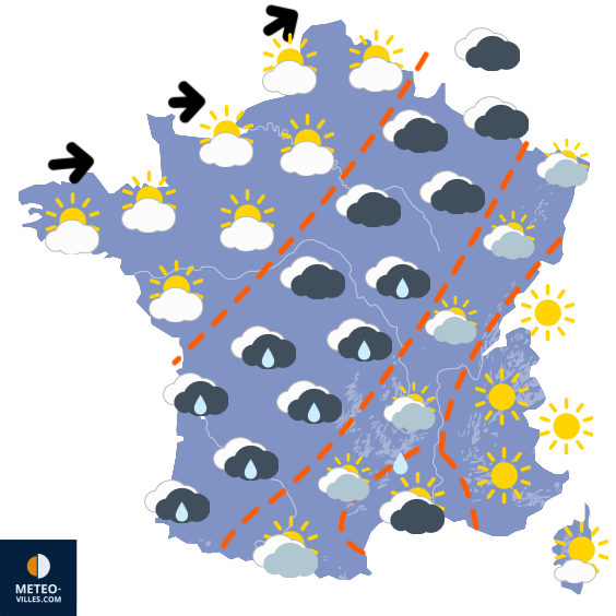Carte de prévisions du temps du Lundi 8 décembre 2025
