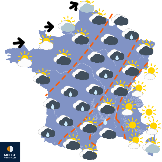 Carte de prévisions du temps du Mardi 9 décembre 2025