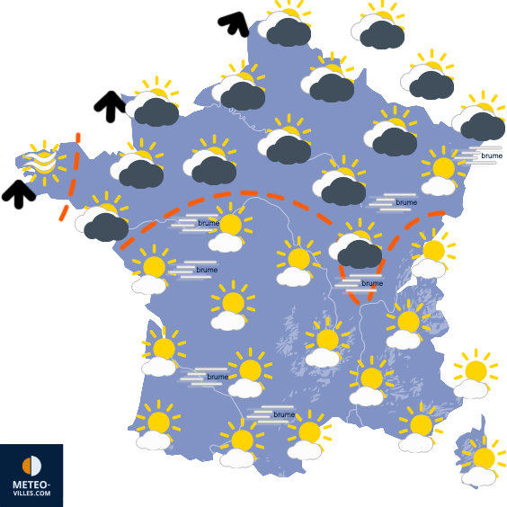 Carte de prévisions du temps du Dimanche 7 décembre 2025