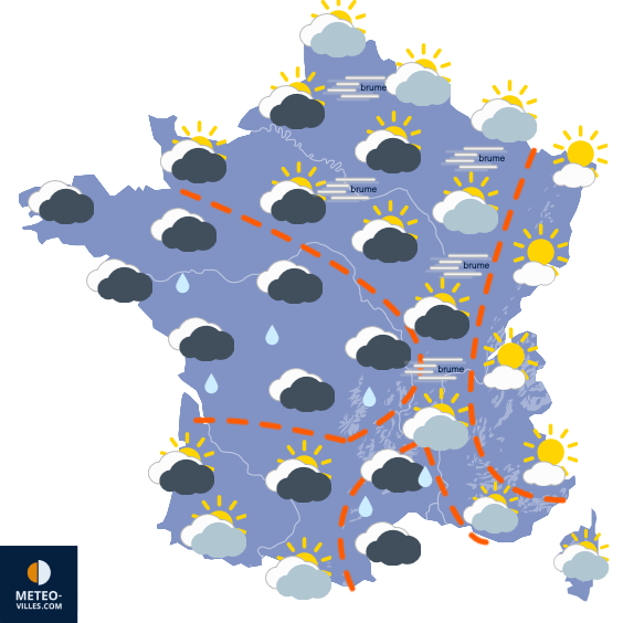 Carte de prévisions du temps du Mercredi 10 décembre 2025
