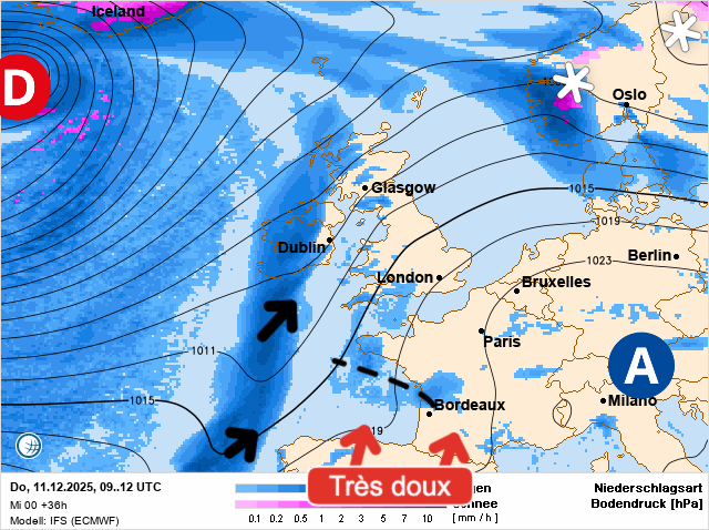 Carte de prévisions d'europe du Jeudi 11 décembre 2025