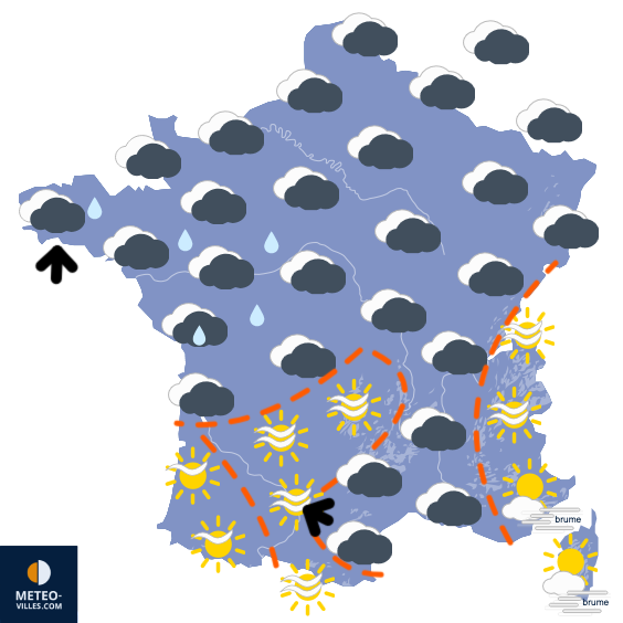 Carte de prévisions du temps du Jeudi 11 décembre 2025