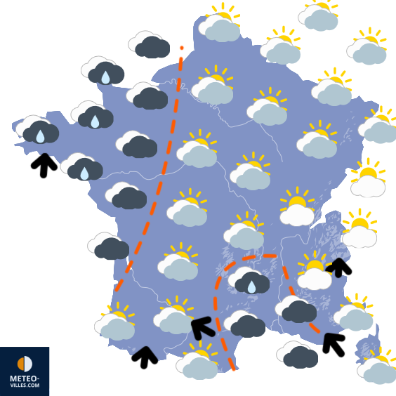 Carte de prévisions du temps du Samedi 6 décembre 2025