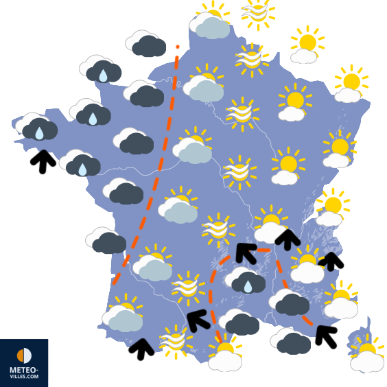 Carte de prévisions du temps du Dimanche 7 décembre 2025