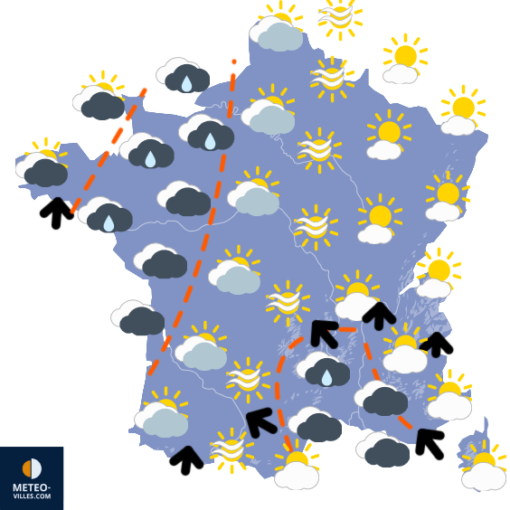 Carte de prévisions du temps du Mardi 9 décembre 2025