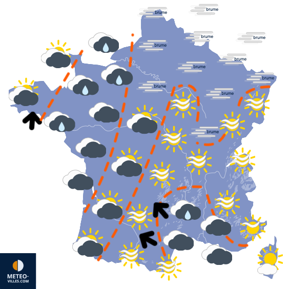 Carte de prévisions du temps du Jeudi 11 décembre 2025