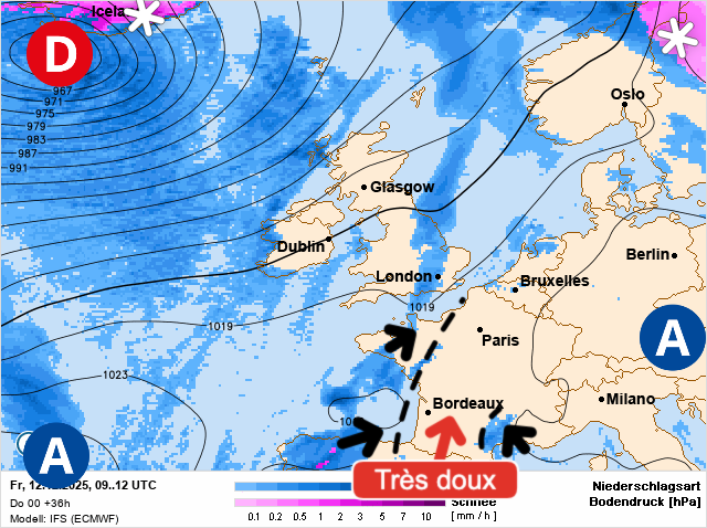 Carte de prévisions d'europe du Vendredi 12 décembre 2025
