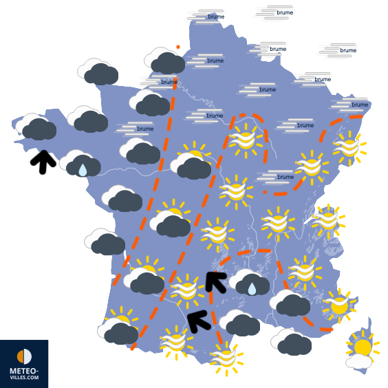 Carte de prévisions du temps du Vendredi 12 décembre 2025