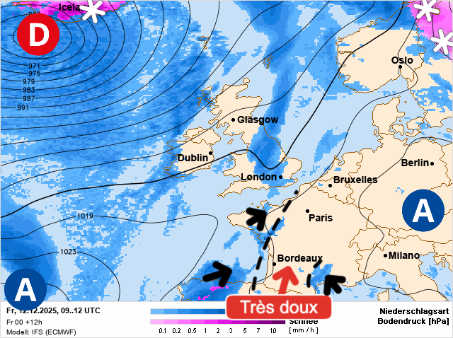 Carte de prévisions d'europe du Vendredi 12 décembre 2025