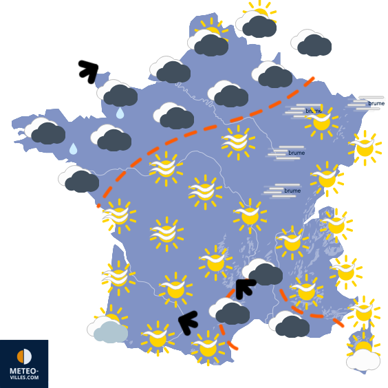 Carte de prévisions du temps du Vendredi 12 décembre 2025