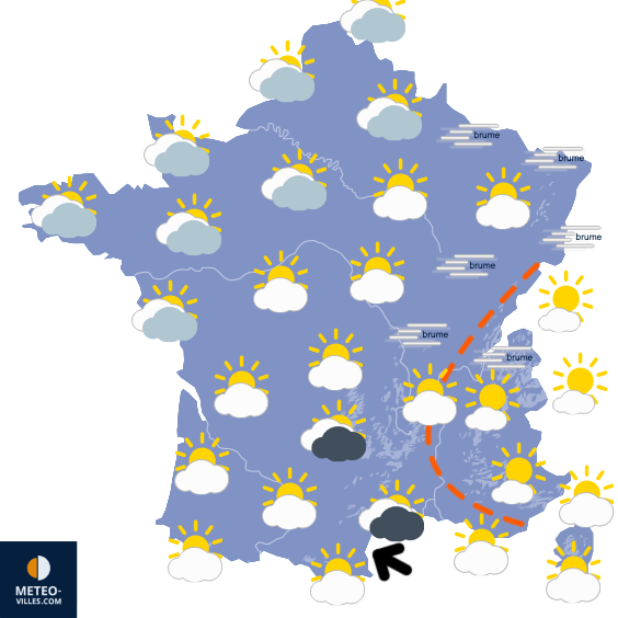 Carte de prévisions du temps du Dimanche 7 décembre 2025