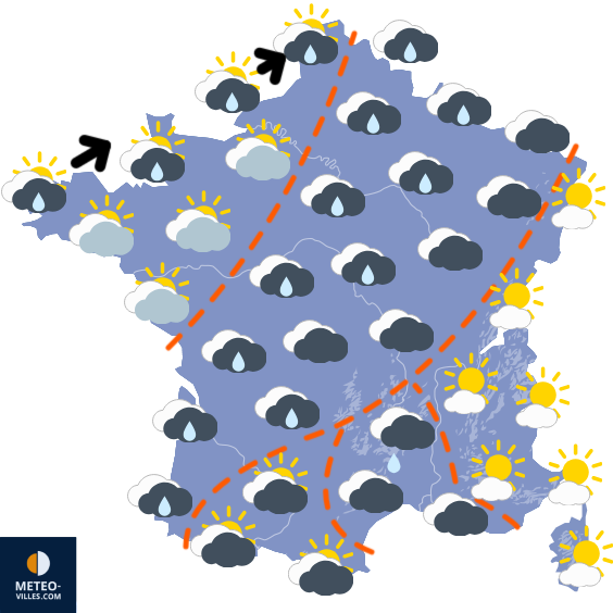 Carte de prévisions du temps du Samedi 13 décembre 2025