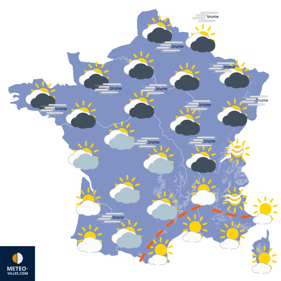 Carte de prévisions du temps du Samedi 13 décembre 2025