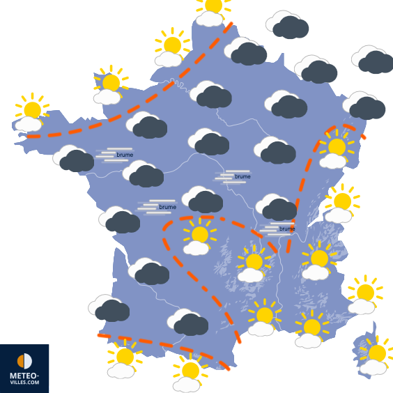 Carte de prévisions du temps du Vendredi 12 décembre 2025