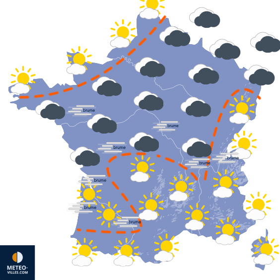 Carte de prévisions du temps du Vendredi 12 décembre 2025