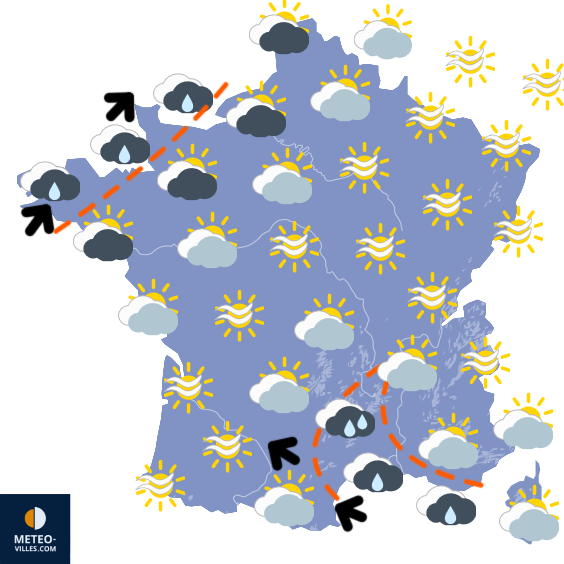 Carte de prévisions du temps du Dimanche 7 décembre 2025