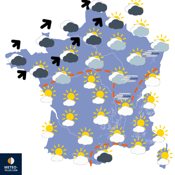 Carte de prévisions du temps du Dimanche 14 décembre 2025