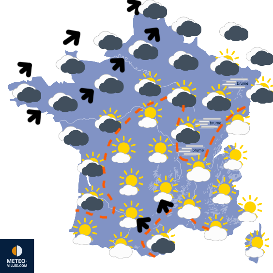 Carte de prévisions du temps du Vendredi 12 décembre 2025