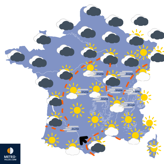 Carte de prévisions du temps du Vendredi 12 décembre 2025