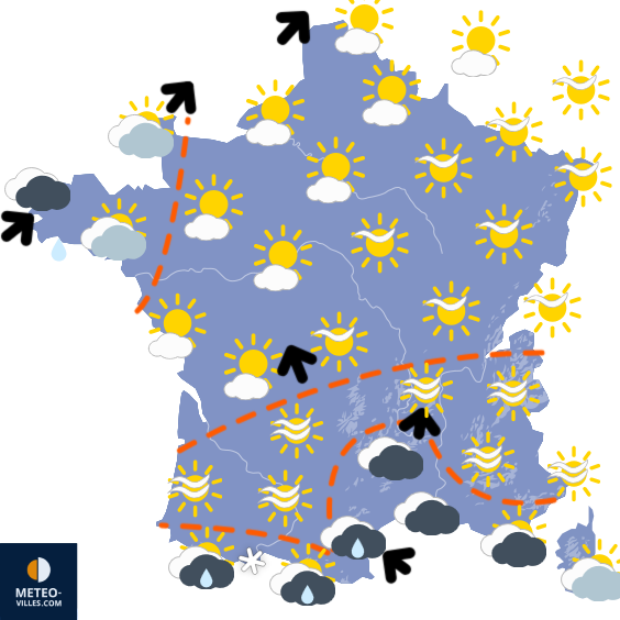 Carte de prévisions du temps du Vendredi 12 décembre 2025
