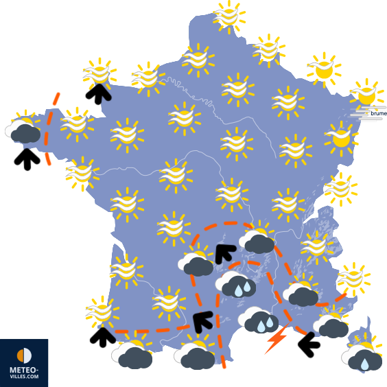 Carte de prévisions du temps du Samedi 13 décembre 2025
