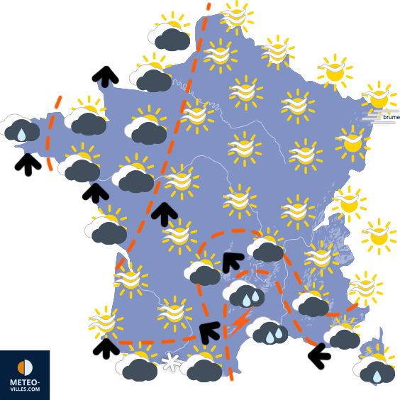 Carte de prévisions du temps du Samedi 13 décembre 2025