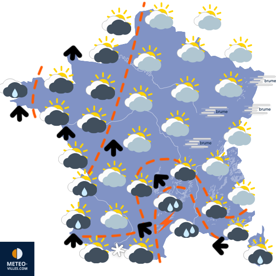 Carte de prévisions du temps du Dimanche 14 décembre 2025